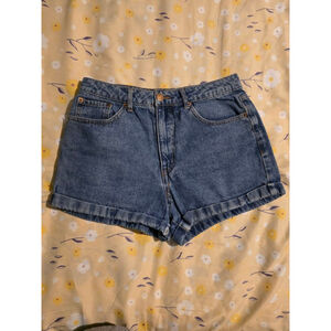 Women's Forever 21 Blue Orange Stitch Jean Shorts Standard Size 27